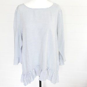 Womens blue and white striped blouse